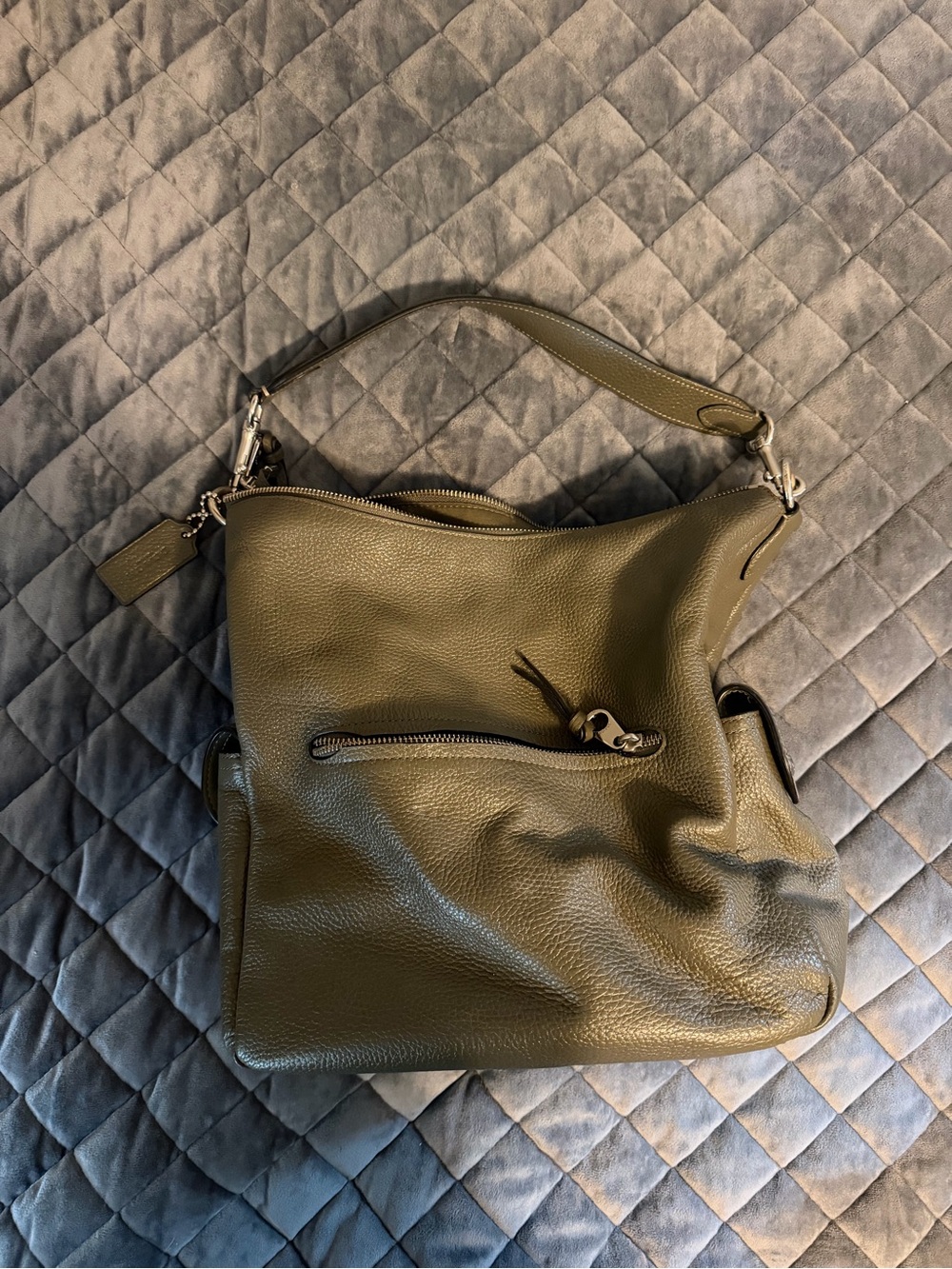 COACH Olive Green Leather Shoulder Hobo - Picture 3 of 7